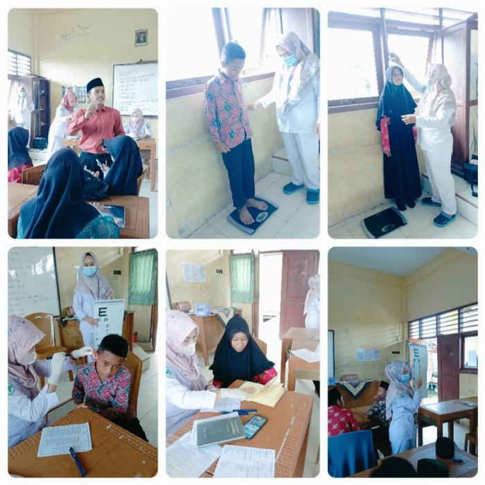 Pemeriksaan Kesehatan oleh petugas Puskesmas 1 di MTs N  1 Tanjung Jabung Barat
