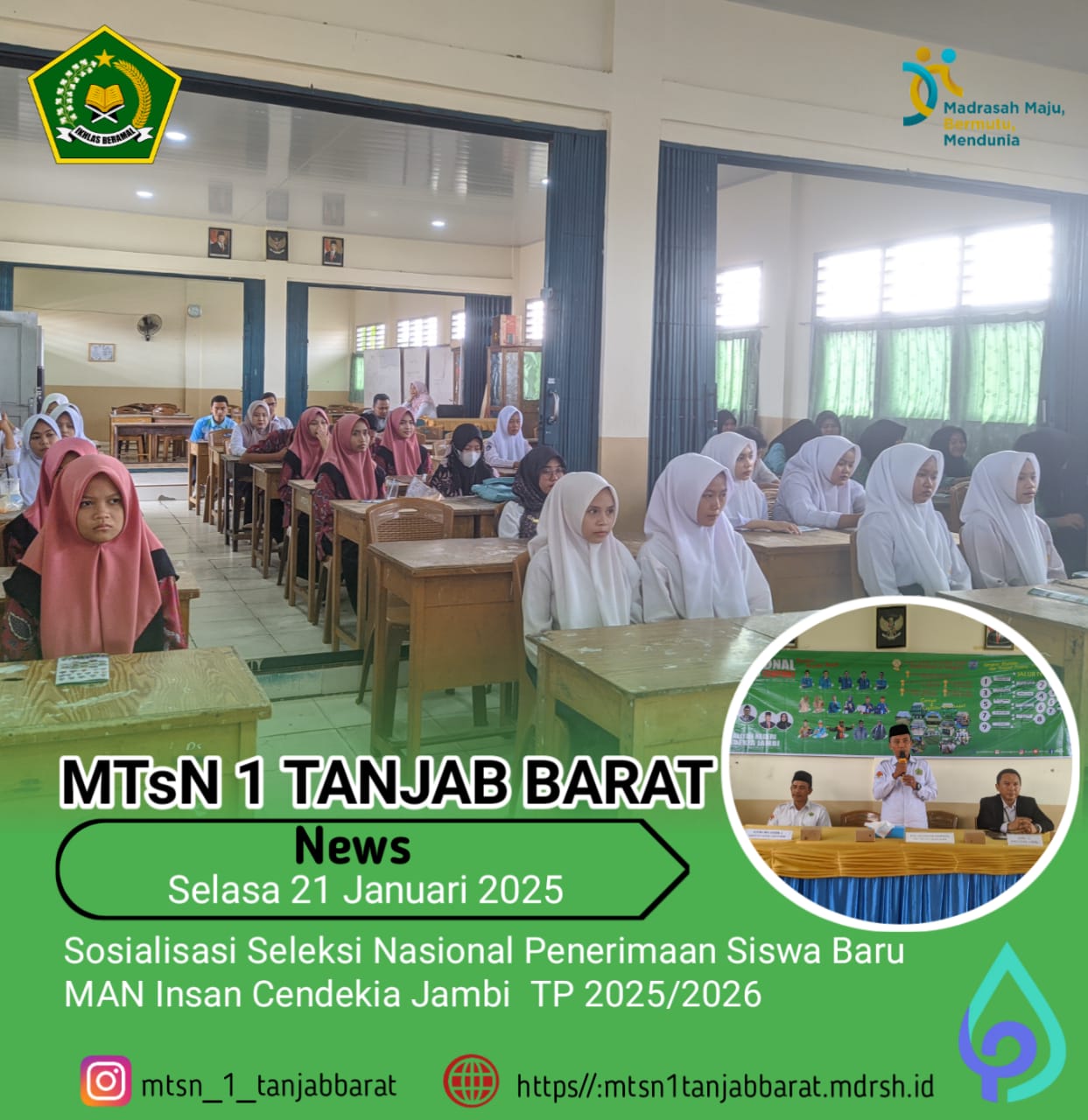 MAN Insan Cendekia Jambi Adakan Sosialisasi Penerimaan Siswa Baru di MTsN 1 Tanjab Barat