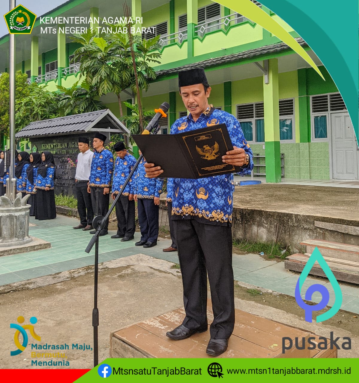 Menjadi Pembina Upacara, Kepala Madrasah Tekankan Masalah Akhlak Siswa Dalam Amanatnya
